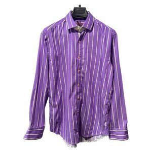 ROBERT GRAHAM mens size XL Embroidered Purple Cotton Long Sleeve Casual Shirt‎